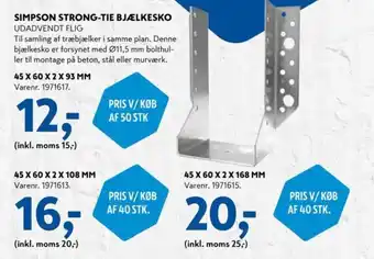 Davidsen Simpson strong-Tie bjælkesko tilbud