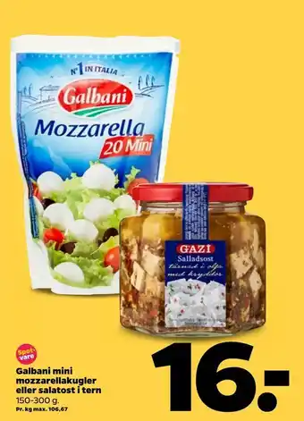 Netto Galbani mini mozzarellakugler eller salatost i tern tilbud