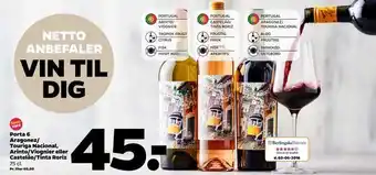 Netto Porta 6 Aragonez/ Touriga Nacional, Arinto/Viognier eller Castelão/Tinta Roriz tilbud