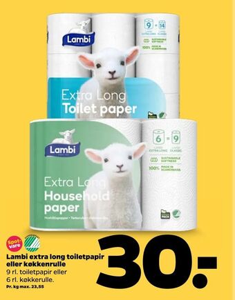 Netto Lambi extra long toiletpapir eller køkkenrulle tilbud