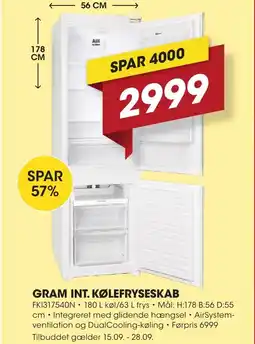 Punkt1 Gram Int. kølefryseskab tilbud