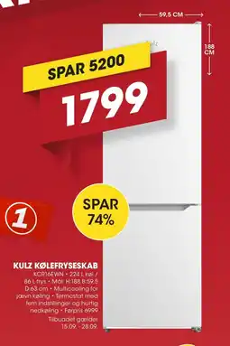 Punkt1 Kulz Kølefryseskab tilbud