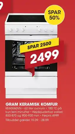 Punkt1 Gram Keramisk komfur tilbud