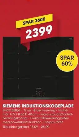 Punkt1 Siemens Induktionskogeplade tilbud