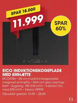 Punkt1 Eico Induktionskogeplade med emhætte tilbud