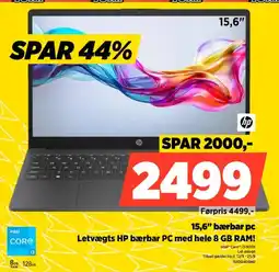 Power HP 15,6" bærbar pc Letvægts HP bærbar PC med hele 8 GB RAM! tilbud