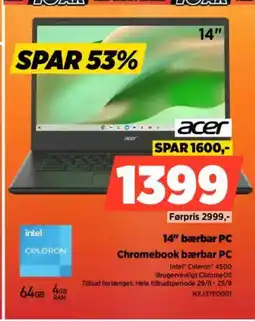 Power Acer 14" bærbar PC Chromebook bærbar PC tilbud