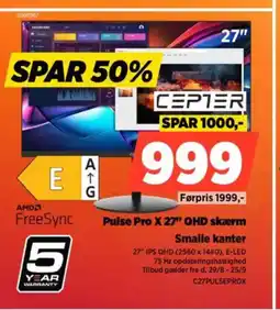 Power CEPTER Pulse Pro X 27" QHD skærm Smalle kanter tilbud