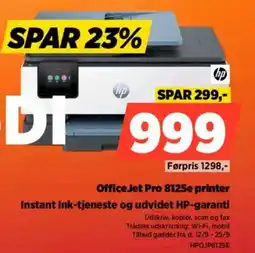 Power Hp OfficeJet Pro 8125e printer Instant Ink-tjeneste og udvidet HP-garanti tilbud
