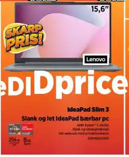 Power Lenovo IdeaPad Slim 3 Slank og let IdeaPad bærbar pc tilbud