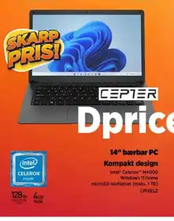 Power CEPTER 14" bærbar PC Kompakt design tilbud