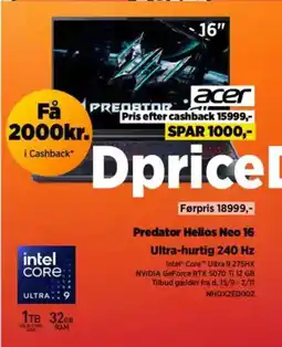 Power Acer predator helios neo 16 ultra-hurtig 240 hz tilbud