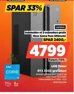 Power Lenovo LOQ Tower RTX 3050-grafikkort tilbud