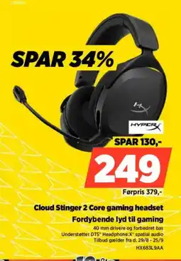 Power HYPER Cloud Stinger 2 Core gaming headset Fordybende lyd til gaming tilbud