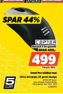 Power Cepter omni pro trådløs mus ultra-letvægts 45 gram design tilbud