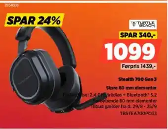 Power TURTLE BEACH Stealth 700 Gen 3 Store 60 mm elementer tilbud