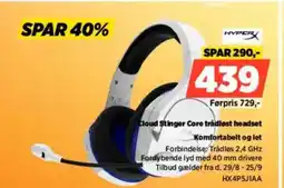 Power HYPER Cloud Stinger Core trådløst headset Komfortabelt og let tilbud