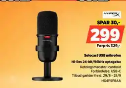 Power Hi-Res 24-bit/96kHz optagelse HYPER Solocast USB mikrofon tilbud