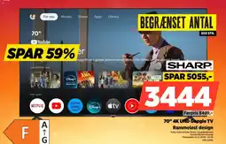 Power SHARP 70" 4K UHD Google TV Rammeløst design tilbud