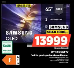 Power SAMSUNG 65" 4K Smart TV 144 Hz gaming uden skærmflimmer tilbud