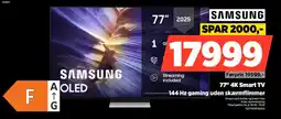 Power SAMSUNG 77" 4K Smart TV 144 Hz gaming uden skærmflimmer tilbud
