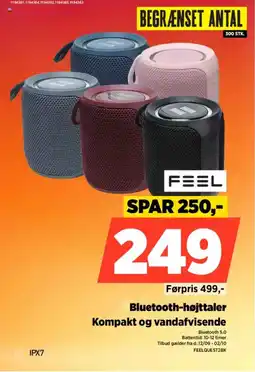 Power FEEL Bluetooth-højttaler Kompakt og vandafvisende tilbud