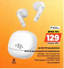 Power FEEL Air 200 TW hovedtelefoner Op til 20 timers brugstid med opladningsetui tilbud