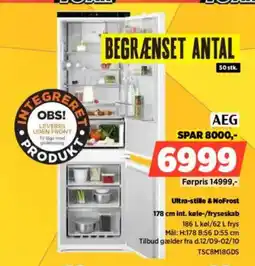 Power AEG Ultra-stille & NoFrost int. køle-/fryseskab tilbud