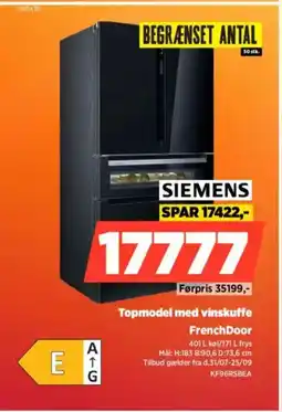 Power SIEMENS Topmodel med vinskuffe French Door tilbud