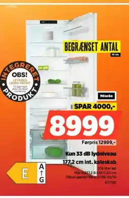 Power Miele Kun 33 dB lydniveau 177,2 cm int. køleskab tilbud