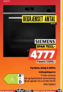 Power SIEMENS Pyrolyse, damp & AirFry Indbygningsovn tilbud