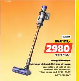Power Dyson ledningsfri støvsuger motoriserad minimatris för trånga utrymmen tilbud