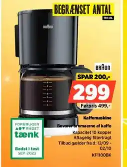 Power BRAUN Kaffemaskine Bevarer aromaerne af kaffe tilbud
