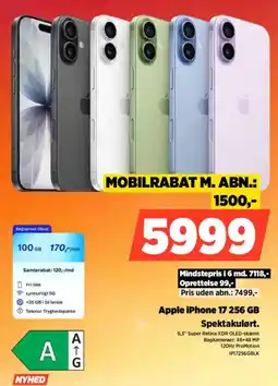 Power Apple iPhone 17 256 GB Spektakulørt. tilbud