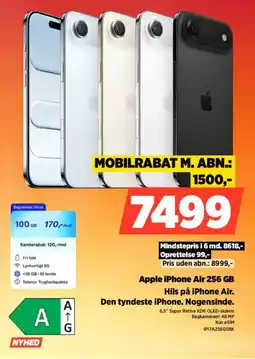 Power Apple iPhone Air 256 GB Hils på iPhone Air. Den tyndeste iPhone. Nogensinde. tilbud