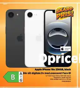 Power Apple iPhone 16e 256GB, black A Sikr dit digitale liv med avanceret Face ID 6,1" OLED Super Retina XDR HDR-skærm tilbud