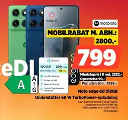 Power Motorola moto edge 60 512gb understøtter 68 w turbopower-opladning tilbud