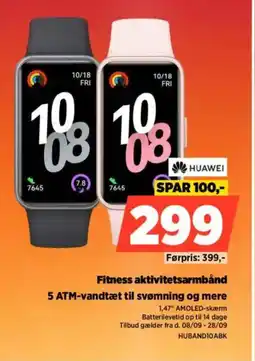 Power HUAWEI Fitness aktivitetsarmbånd 5 ATM-vandtæt til svømning og mere tilbud