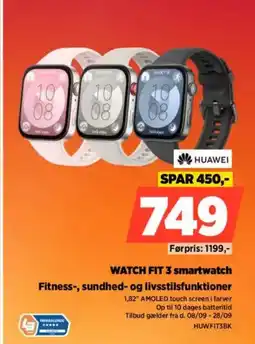 Power HUAWEI WATCH FIT 3 smartwatch Fitness-, sundhed- og livsstilsfunktioner tilbud