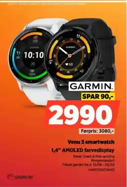 Power GARMIN Venu 3 smartwatch 1,4" AMOLED farvedisplay tilbud