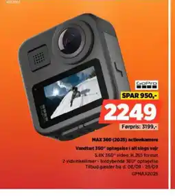 Power GoPro MAX 360 (2025) actionkamera Vandtæt 360° optagelse i alt slags vejr tilbud