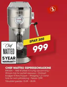Punkt1 Chef Matteo espressomaskine tilbud