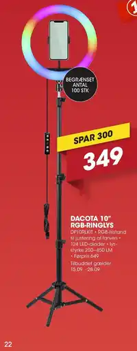 Punkt1 Dacota 10" RGB-ringlys tilbud