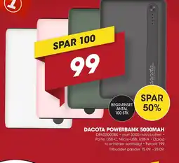 Punkt1 Dacota Powerbank 5000mah tilbud