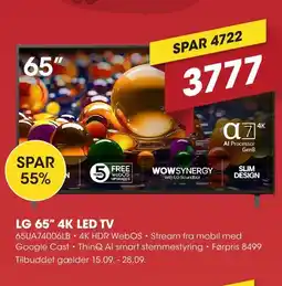 Punkt1 LG 65" 4K Led TV tilbud