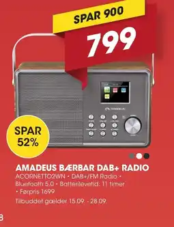 Punkt1 Amadeus Bærbar dab+ radio tilbud