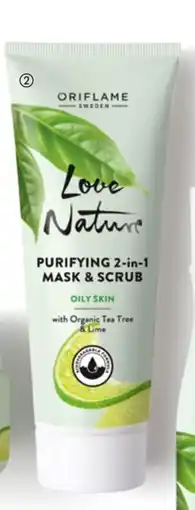 Oriflame Love Nature Purifying 2-in-1 Mask & Scrub with Organic Tea Tree & Lime tilbud