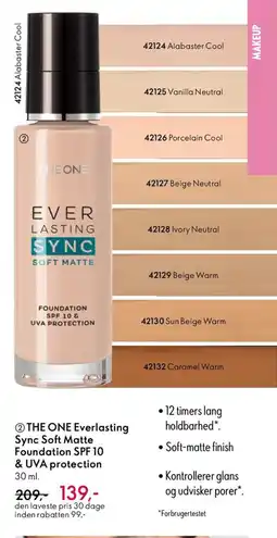 Oriflame THE ONE Everlasting Sync Soft Matte Foundation SPF 10 & UVA protection tilbud