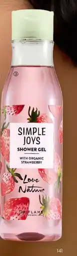 Oriflame Simple Joys Shower Gel with Organic Strawberry Love Nature tilbud