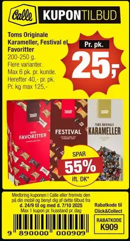 Calle Toms Originale Karameller, Festival el. Favoritter tilbud